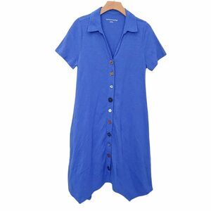 Soft Surroundings Danielle Button Dress Womens Medium Royal Blue Casual Relaxed